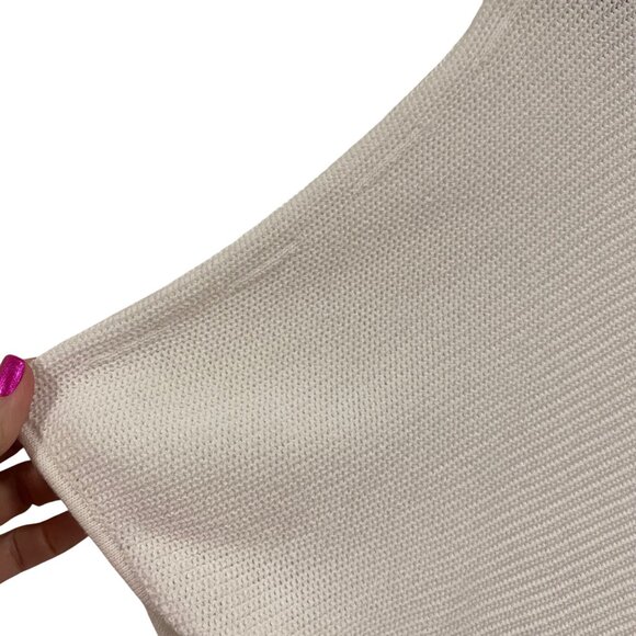 Eileen Fisher Organic Cotton Ribbed Short Sleeve White Sweater‎ Size L - Picture 3 of 8